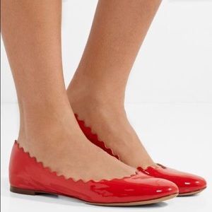 Chloe Red Patent Leather Ballerina Flats